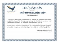 THƯ CÁM ƠN CỦA QUỸ TÂM NGUYỆN VIỆT